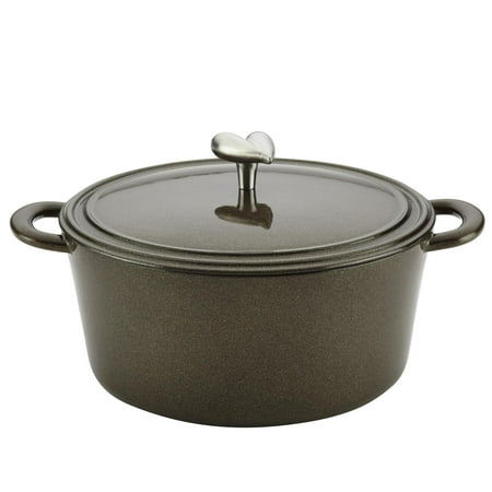 Ayesha Curry Cast Iron Covered Round Casserole, 5.5-Qrt, Brown