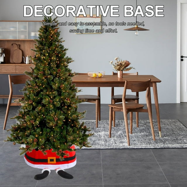Greenadscape Red Santa Claus Themed Christmas Tree Collar Non Woven Fabric Base for Festive Decor