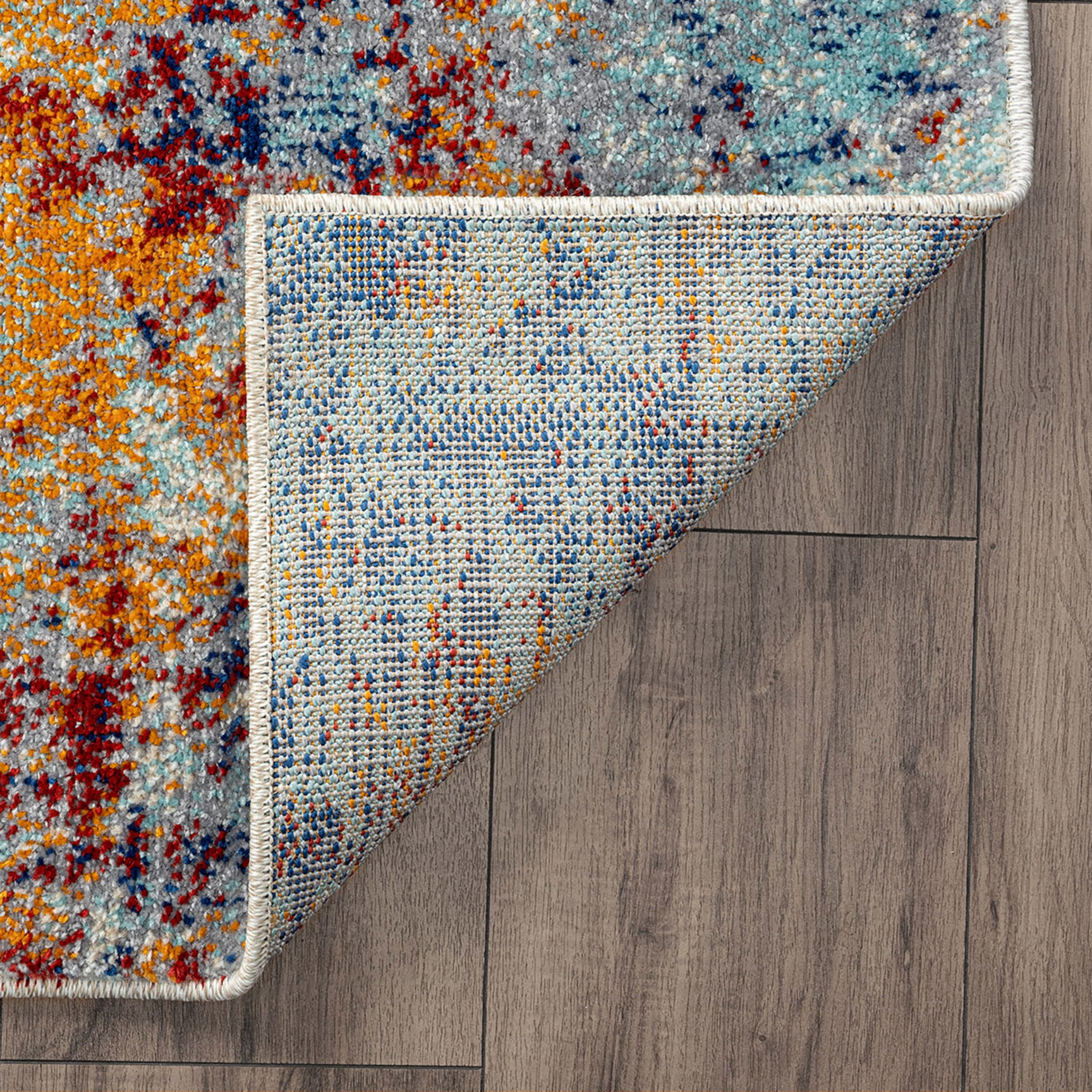 Contemporary 8x10 Area Rug (7'11'' x 10'3'') Abstract Aqua, Beige Living Room Easy to Clean