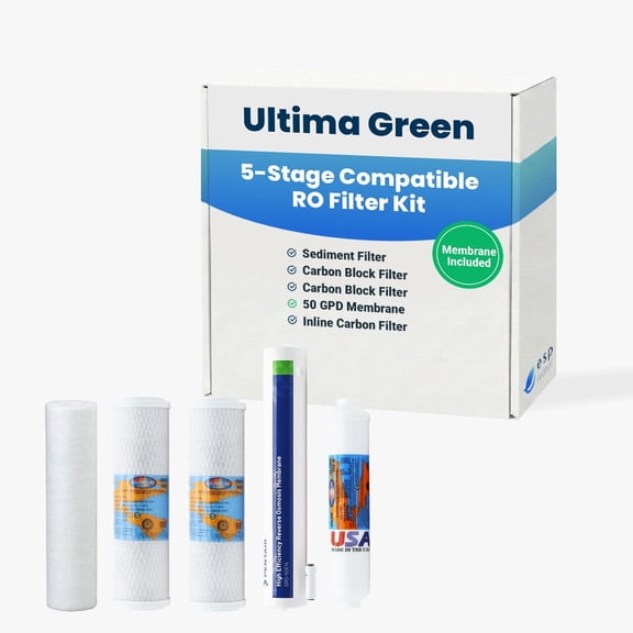 Ultima Green RO 5-Stage Compatible Filter Replacement Kit with 50 GPD RO Membrane