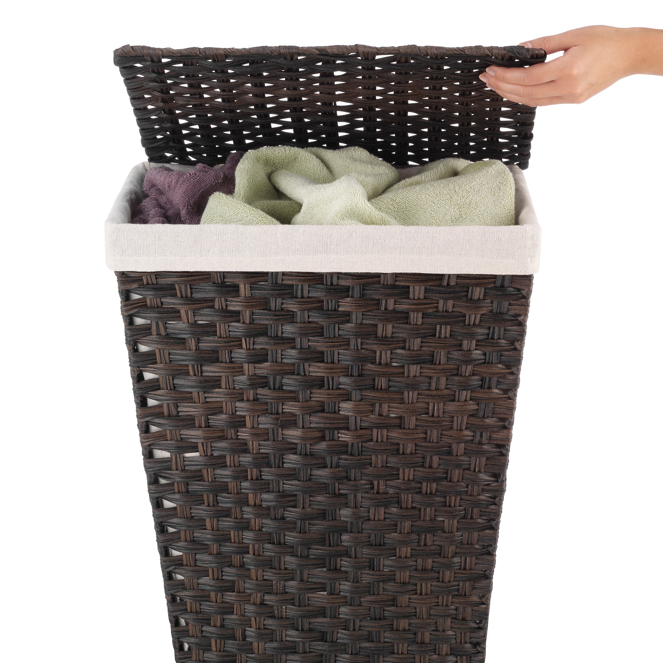 Whitmor Rattique® Laundry Hamper with Removable Liner, Espresso ,1 Pack