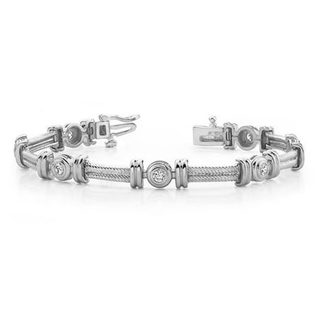- Harry Chad HC10586 2.00 CT Bezel Set Round Cut Diamond Women Tennis Bracelet - White Gold 14K, Color G - VS2 Clarity
