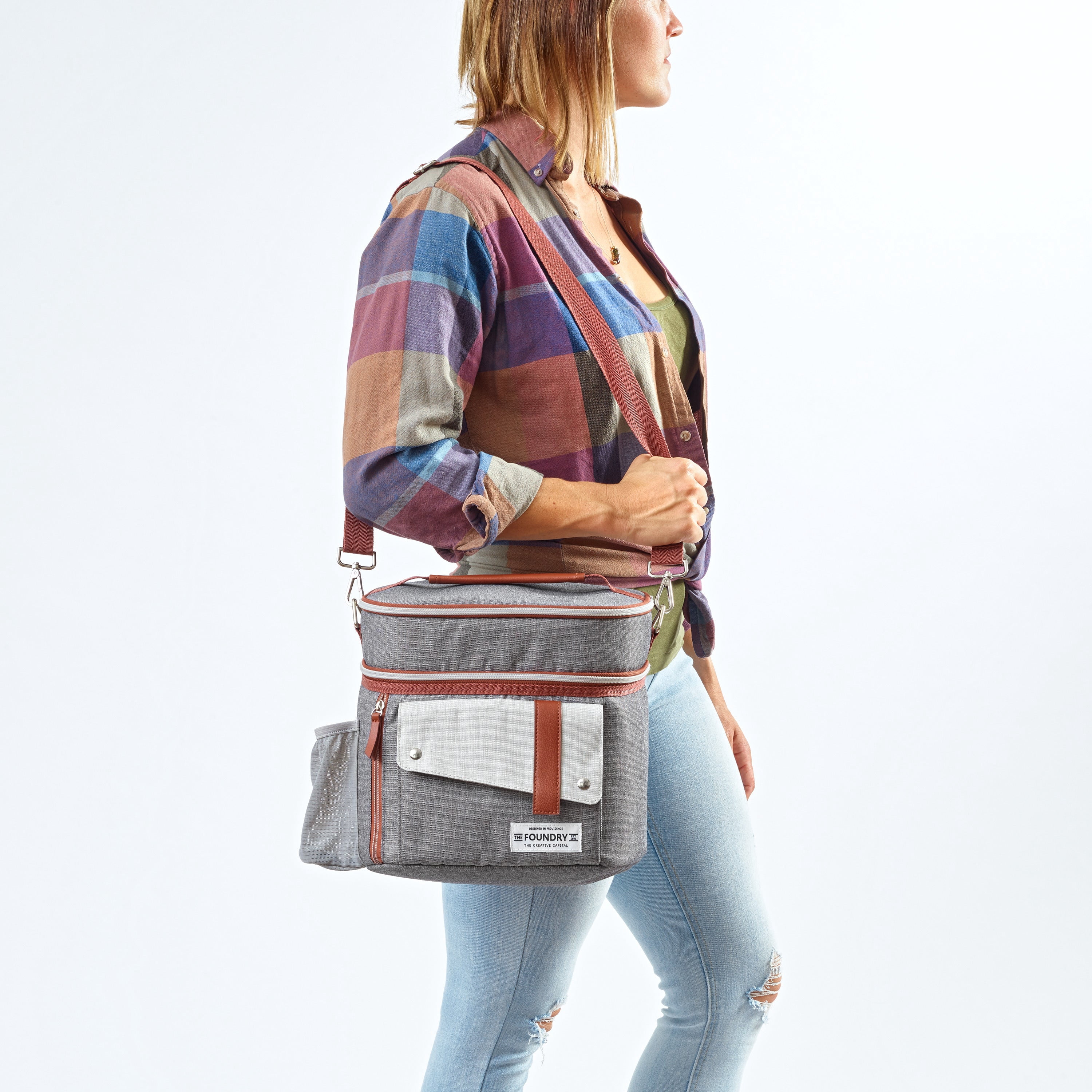 Fit + Fresh Wickenden Insulated Leather Reusable Lunch Bag