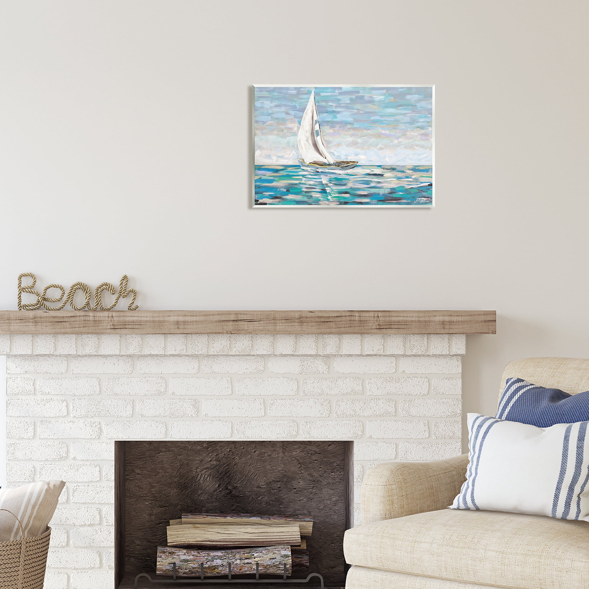 Stupell Industries Abstract Sailboat Painting Transportation Painting Unframed Art Print Wall Art, 19 x 13