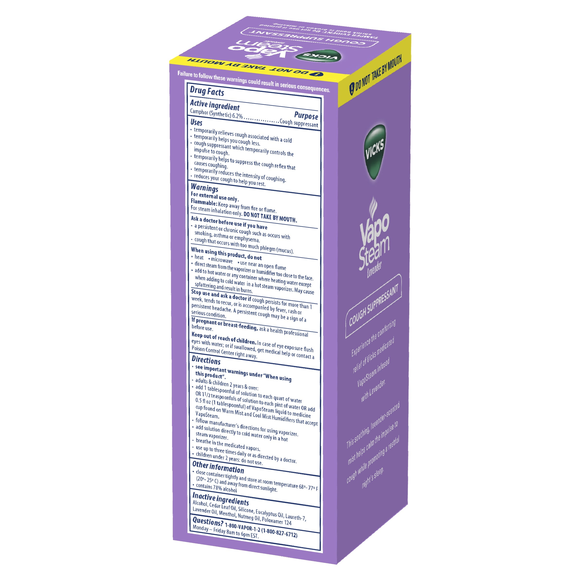 Vicks VapoSteam Liquid for Humidifiers & Vaporizers, Cough Suppressant with Camphor, Humidifier Liquid, Lavender, 8 fl oz (VIN30008V1)