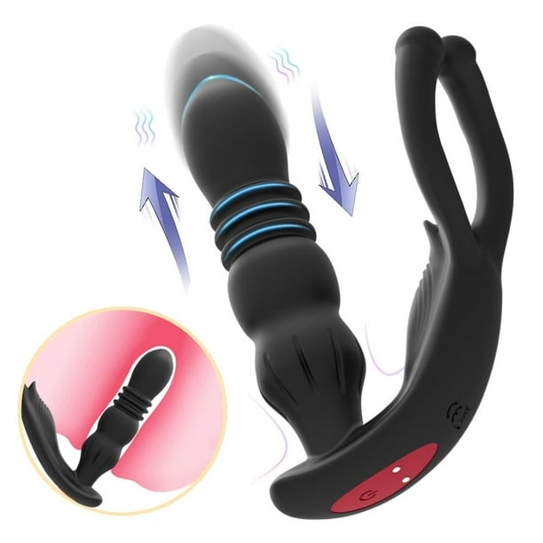 1 Uds. Vibrador anal de silicona para hombres, estimulador de próstata, masajeador, eyaculación retardada, anillo de bloqueo, tapón anal, juguete sexual telescópico - juguetes sexuales ER