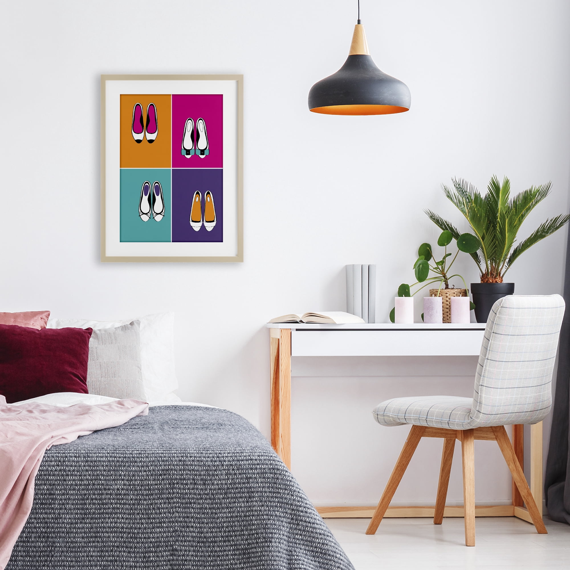 Stupell Industries Bold Pop Trendy Flats Birch Framed Print Under Glass, design by Martina Pavlova