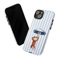 thumbnail image 3 of Cute Curious Monkey with Blue and White Umbrella Phone Case, Cartoon Striped iPhone Cover for iPhone 17 16 15 14 13 12 11 Plus Pro Max Mini, 3 of 6