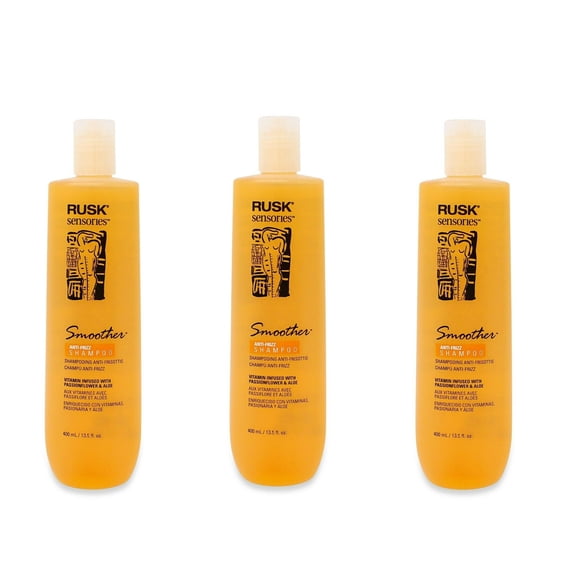 RUSK Smoother Anti-Frizz Passionflower & Aloe Shampoo 13.5oz (Pack of 3)