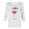 thumbnail image 4 of GERsome Christmas Shirts Womens Plus Size Christmas Tshirts 3/4 Length Sleeve Xmas Pullover Tops Funny Christmas Red Wine Glass Graphic Tee Size S, 4 of 6