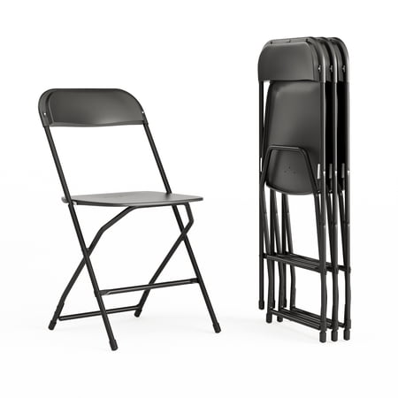 Hercules Series Plastic Folding Event Chairs for Adults Set of 4 Black