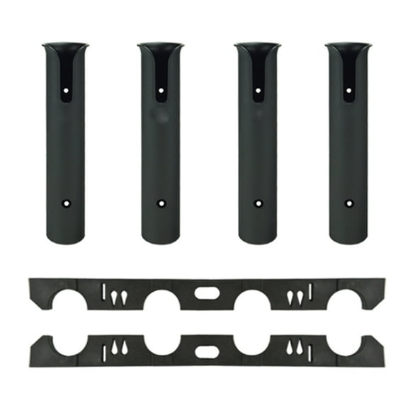 Four Rack Pole Side-Mount Rod Holder, Black ,Saltwater-Proof Coating