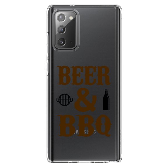 DistinctInk Clear Shockproof Hybrid Case for Galaxy Note 20 ULTRA (6.9" Screen) - TPU Bumper Acrylic Back Tempered Glass Screen Protector - Beer & Barbecue BBQ