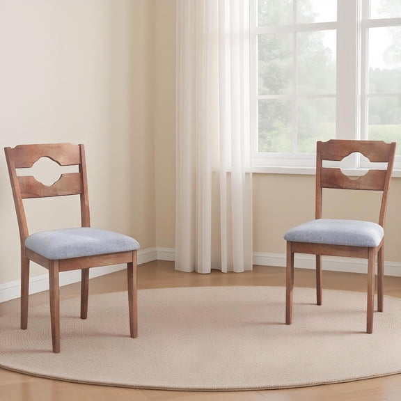 Yardi Yard Dining Chair Set of 2 Fabric Upholstered Kitchen Chairs with Padded Seat and High Back-Gray, Dining Chairs Set, Dining Room Chair for Kitchen, Dining, Bedroom, Living