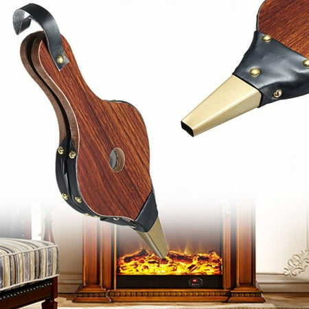 Vintage Wooden Manual Air Blower Fan Blower for Barbecue Fire Bellows Outdoor Dark Brown