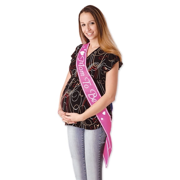 Beistle 60525-P Mom to be Satin Sash, 33-Inch by 4-Inch
