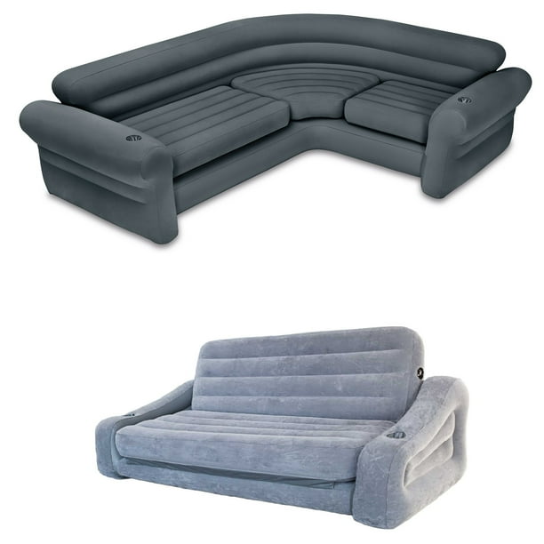 Intex Inflatable Corner Couch, Gray & Intex Inflatable Pull Out Sofa