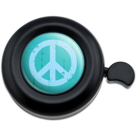 Artsy Peace Sign Symbol Teal Bicycle Handlebar Bike Bell