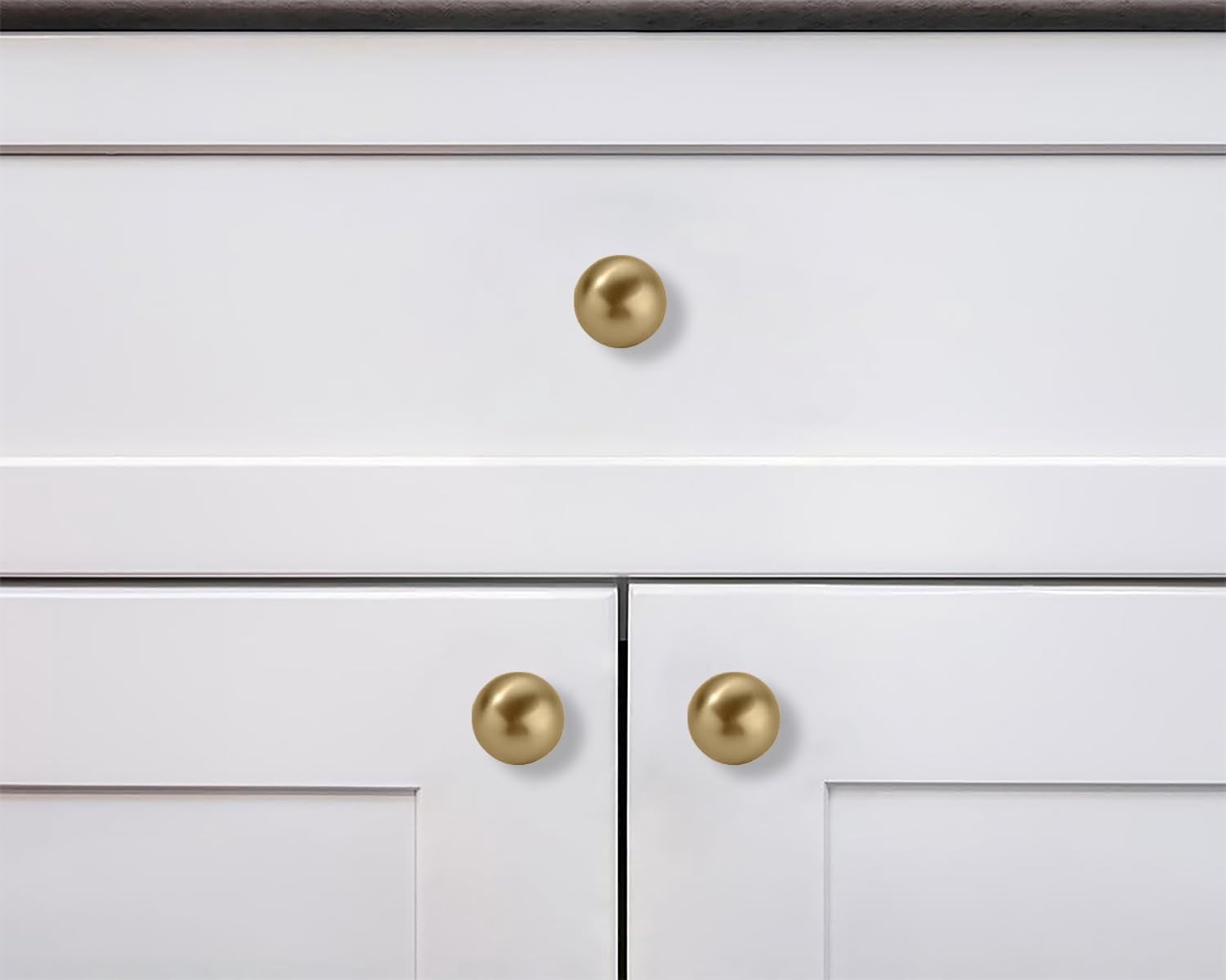 10 Pack 1 Inch Vintage Ball Brushed Brass Cabinet Knobs Kitchen Cabinet Hardware Brushed Gold Drawer Knobs Pulls for Drawers.