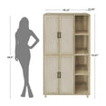thumbnail image 4 of Vastcury 70.87" Tall Accent Storage Cabinet with 4 Rattan Doors, Storage Pantry Cabinet for Kitchen, Living Room, Nature, 4 of 8