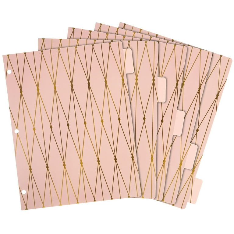 Paper Junkie 12 Sets Pink 8 Tab Dividers For 3 Ring Binder, Binder