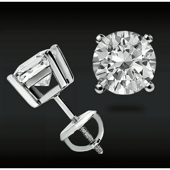 3CT Moissanite (D/VVS1) Round Stud Earring 14K White Gold Plated Fine Jewelry for Women Gifts