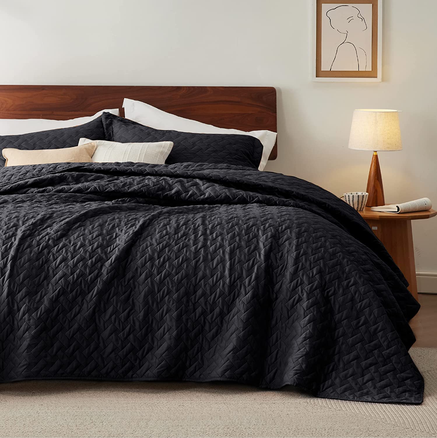 Twin Extra Long Quilt Set Lightweight Summer Quilt Twin Black