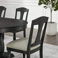 thumbnail image 4 of 7-Piece Extendable Dining Table Set, 76"-94" Long Expandable Curved Dining Table with Removable Leaf and 6 Upholstered Chairs for Kitchen Room, Dark Oak, 4 of 7