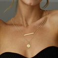 thumbnail image 4 of Collares con inicial en capas de oro para mujer, collar de barra chapado en cobre hecho a mano, colgante de letras hexagonales en capas, collar de cadena, collares en capas para mujeres, regalos, 4 of 5