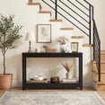 thumbnail image 3 of Aheaplus 47" Farmhouse Wood Console Table - Narrow Entryway Sofa Table with Open Storage Shelves, Embossed Wood Grain, Easy Assembly, Ideal for Entryway, Living Room Behind Couch，Black, 3 of 7
