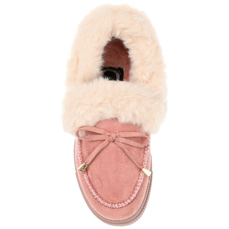 Brinley co womens comfort foam faux fur trim bow accent slipper sales