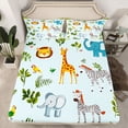 thumbnail image 2 of Castle Fairy Cartoon Zebra Giraffe Elephant Full Size Sheets,Tree Leaves Bed Sheets, 2 of 7