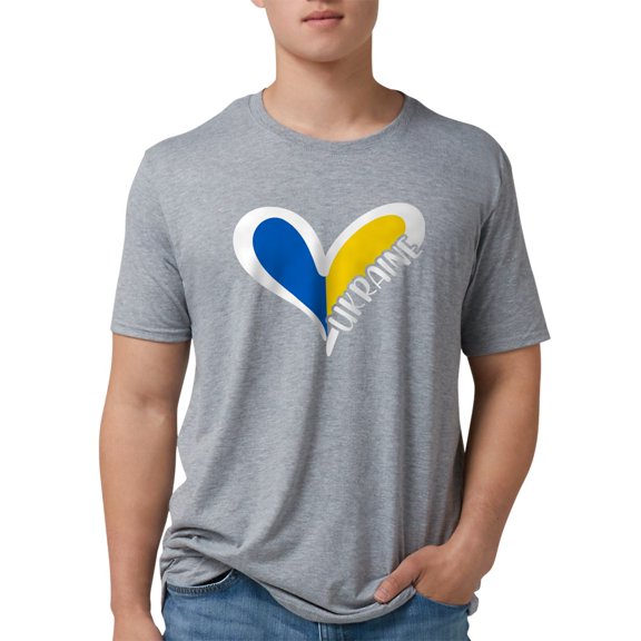 CafePress - Love Ukraine Heart T Shirt - Mens Tri-blend T-Shirt