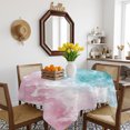 thumbnail image 3 of Pink Turquoise Ombre Table Cloth Waterproof Tablecloths, Abstract Beach Waves Gradient Tablecloth Dining Table Cover for Kitchen Party Tabletop Outdoor, Square Tablecloth 60x60 Inch, 3 of 9