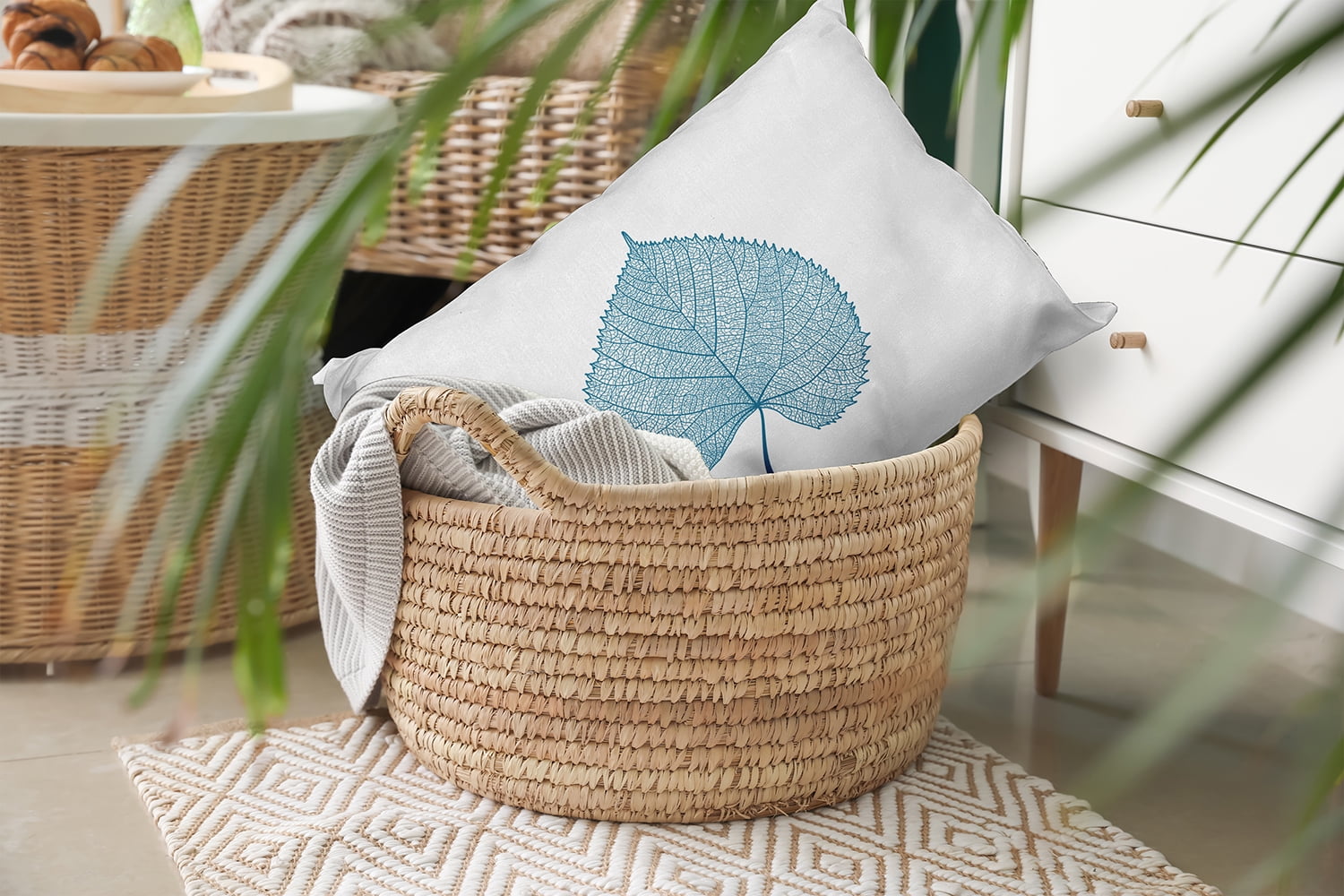 20" x 14" Simply Daisy Leaf Study Polyester Indoor/Outdoor Pillow, Unreal Teal Qty 1