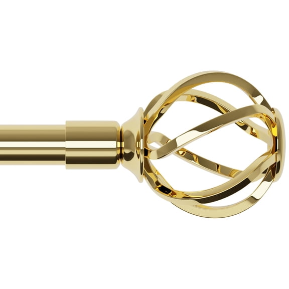 Adjustable Gold Curtain Rods for Windows 32 to 50 Inches, Twisted Cage Finials Decorative Pole Set with Brackets, Heavy Duty for Drapes Bedroom Kitchen, Gold