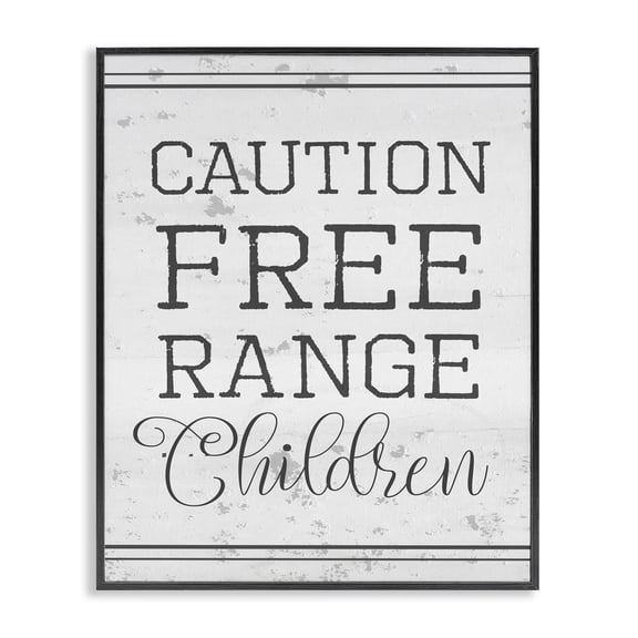Stupell Industries Rustic Lodge Caution Free Range Children Black Framed Giclee Art, 16 x 20, by Lil' Rue