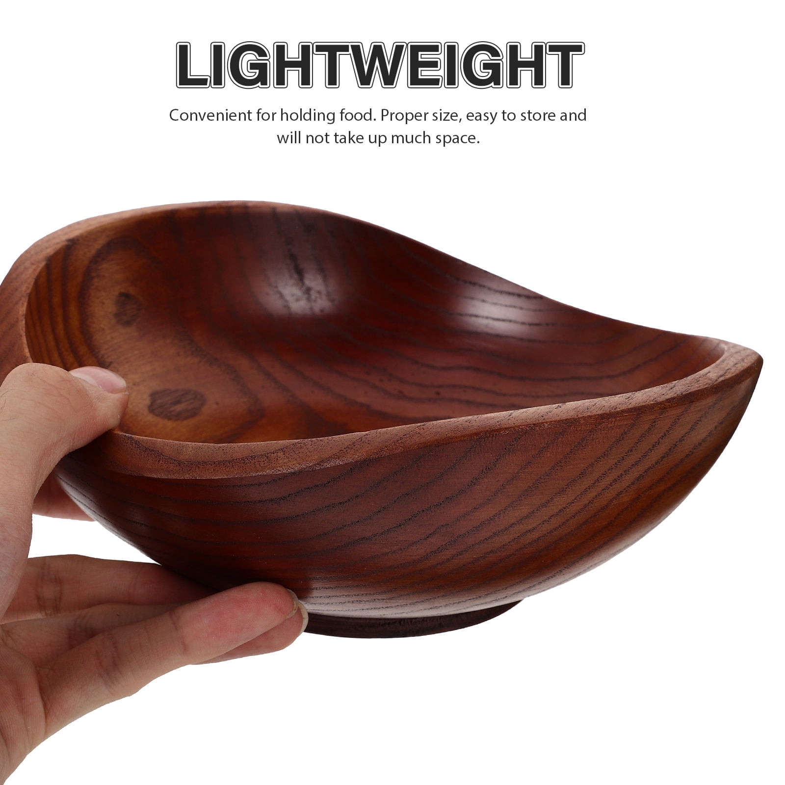 TOYMYTOY Wood Salad Bowl Brown Wooden Fruit Serving Bowl for Restaurants Bars and Home Use