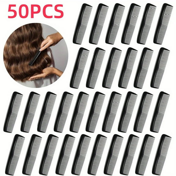 Bulk Pack of 50 Dual-Sided Combs, 5-Inch Anti-Static Plastic Combs for Hair Styling & Beard Grooming