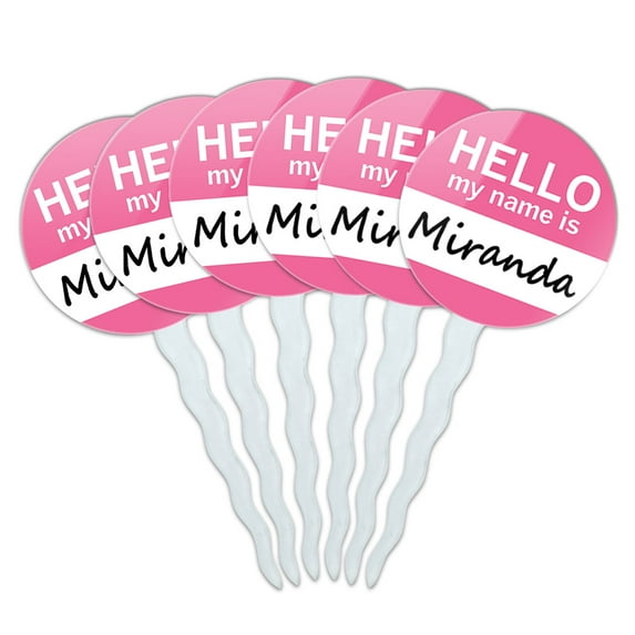 Miranda Hello My Name Is Cupcake Picks Toppers - Set of 6
