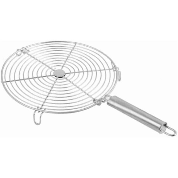 Stainless Steel Multi-Functional Wire Steaming Cooling and Baking Barbecue Rack Round Wire Roaster Rack/Papad Jali/Roti Grill Round Shape with Stainless Steel Handle, Pack of 2
