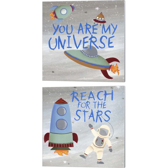 Great Art Now Future Space Explorer B by Regina Moore 2 Piece Canvas Art Set Each 14W x 14H