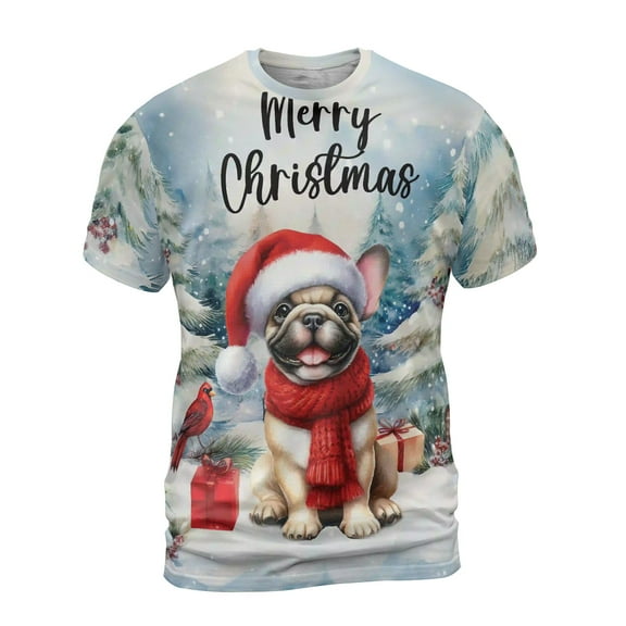 Merry Christmas French Bulldog Enjoys Woofmas Winter Xmas Holiday All Over Print 3D Shirt Unisex Merch Dog Lover Gifts - 02022