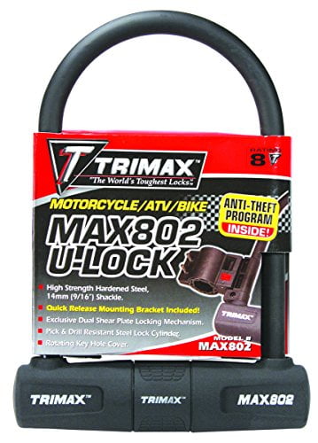 Trimax MAX801 Max Security U-Shackle Lock with 14 mm Shackle and 10 mm x 48 Cable Trimax MAX801 Max Security U-Shackle Lock with 14 mm Shackle and 10 mm x 48 Cable
