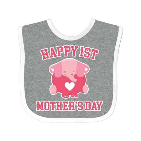 

Inktastic Happy 1st Mother s Day with Cute Elephant Gift Baby Girl Bib