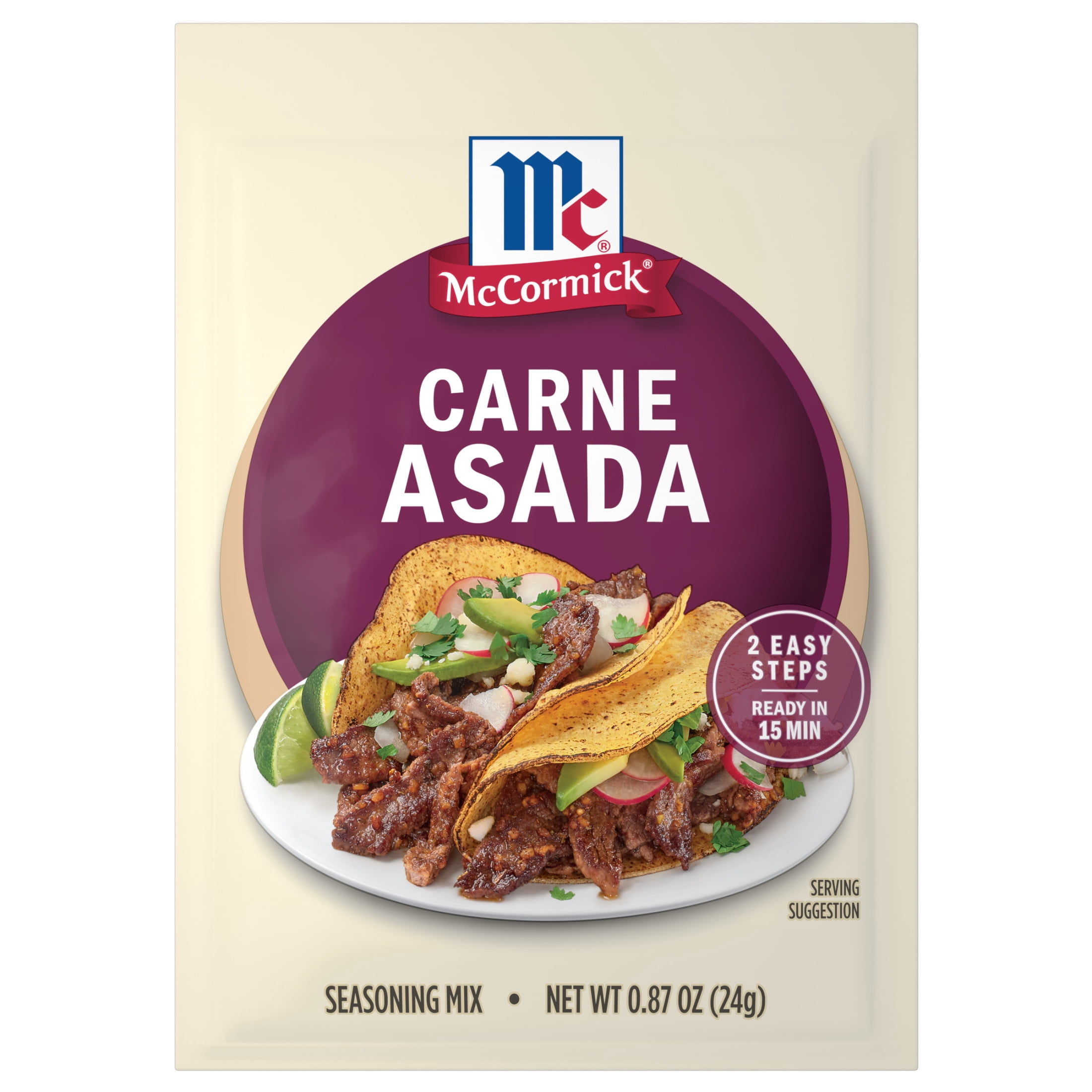 (12 pack) McCormick Street Taco Carne Asada Seasoning Mix, 0.87 oz Packet