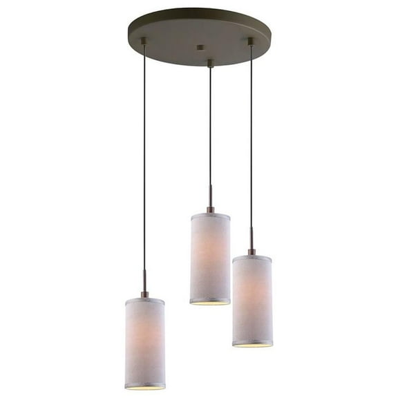 Woodbridge Lighting Sypta 3-Light Fabric Cluster Pendant in Bronze/Gray