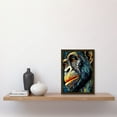 thumbnail image 2 of Chimpanzee Acrylic Painting Vibrant Blue Orange Green Pattern Portrait Modern Pop Art Artwork Framed Wall Art Print A4, 2 of 4