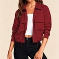 thumbnail image 4 of QINGFSAP Womens Lapel Button Front Jacket Long Sleeve Outdoor Casual with Pockets Lightweight Top, 4 of 9