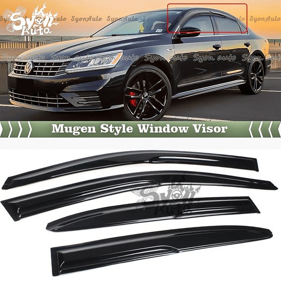 Fits 2012-2019 VW Passat 3D Wavy Mugen Style Window Visor Rain Guard Deflector